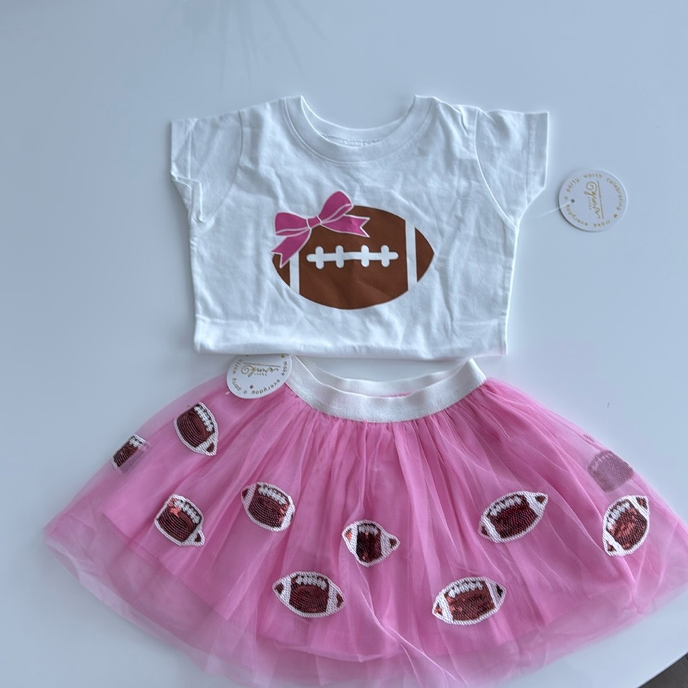 NWT Sweet Wink Girls Football Pink tutu (2-4) and shirt (4) set